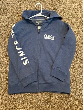 OshKosh B'gosh Navy Zip Hoodie with White Logo and Sleeve Print